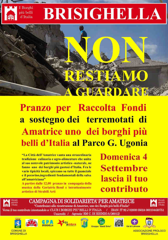 Unpli Pro Loco Emilia Romagna - Un'Amatriciana per Amatrice  - Pranzo di solidarietà a Brisighella